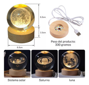 Lampara Bola De Cristal Planetaria 3D